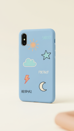 Sky blue hand-drawn icons case