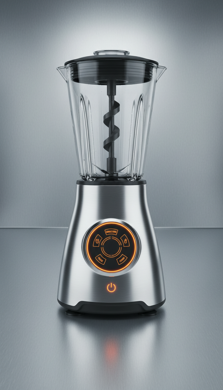Sleek High-Tech Blender with Orange Accents