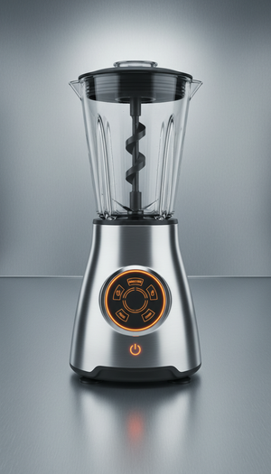 Sleek High-Tech Blender with Orange Accents